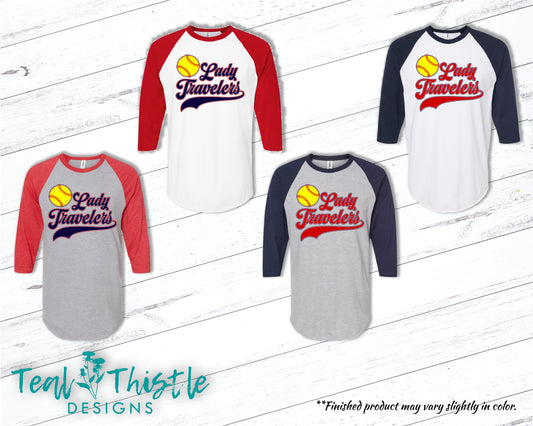 Lady Travelers Raglan Tee with Softball