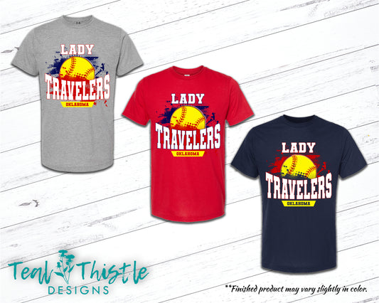 Lady Travelers Distorted Softball Classic Tee